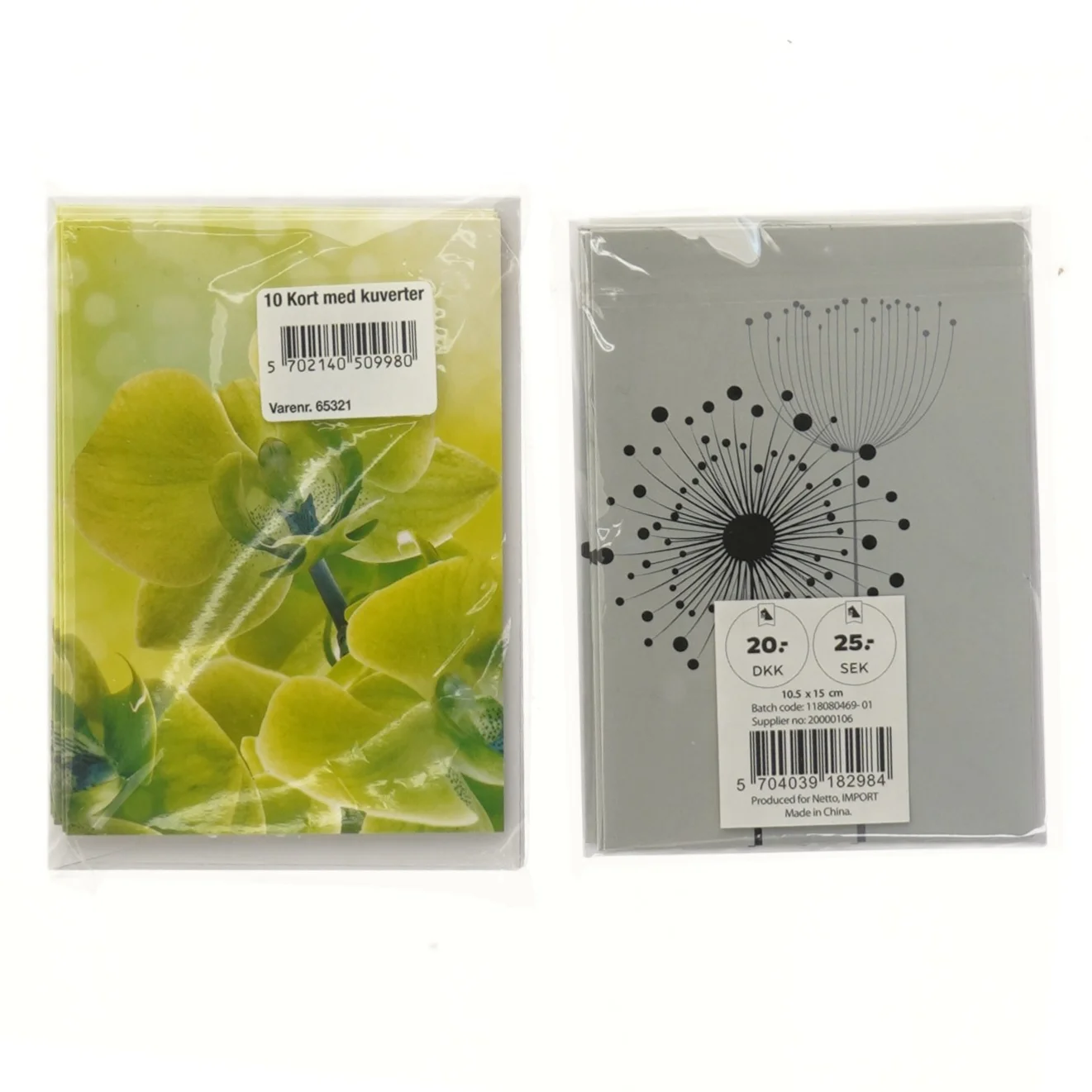 Hilsenskort med kuverter, 20 stk (str. 20 stk 10,5x15 cm)