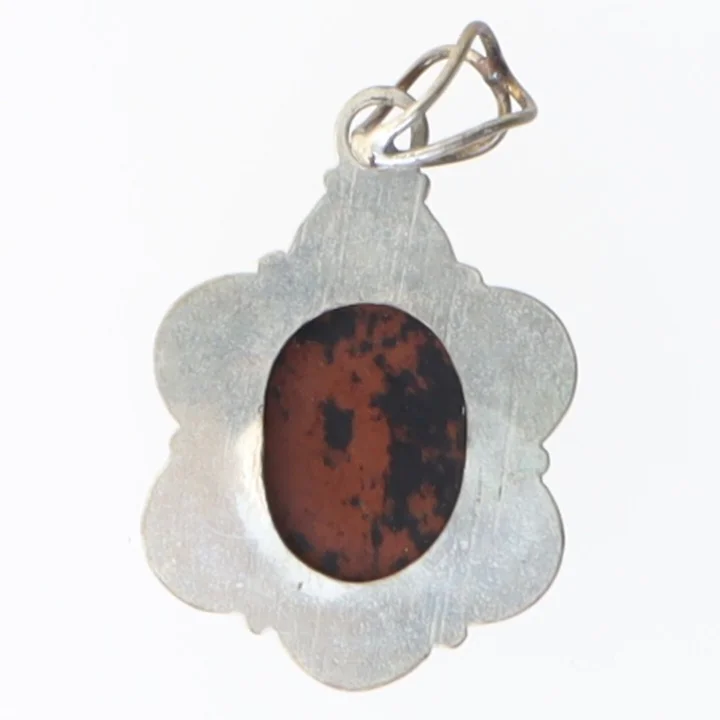 Sølvvedhæng med sten (str. 4 cm)