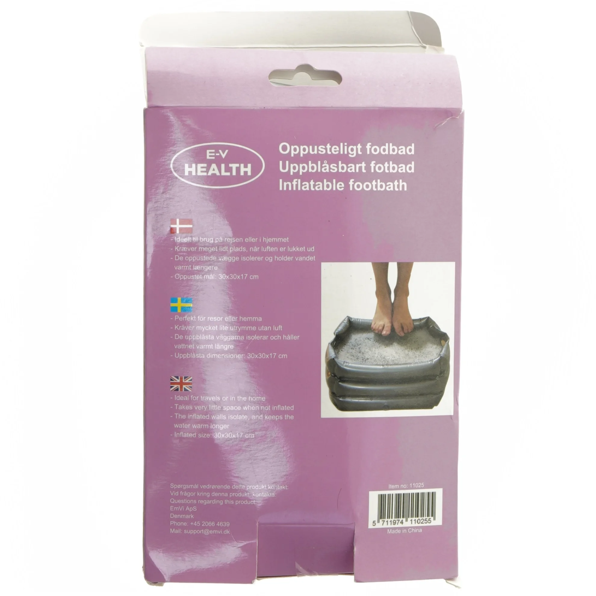 Oppusteligt fodbad fra E-V HEALTH (str. 30x30 cm)