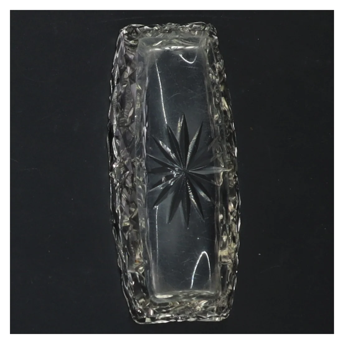 Rektangulær krystalskål (str. 11 cm)